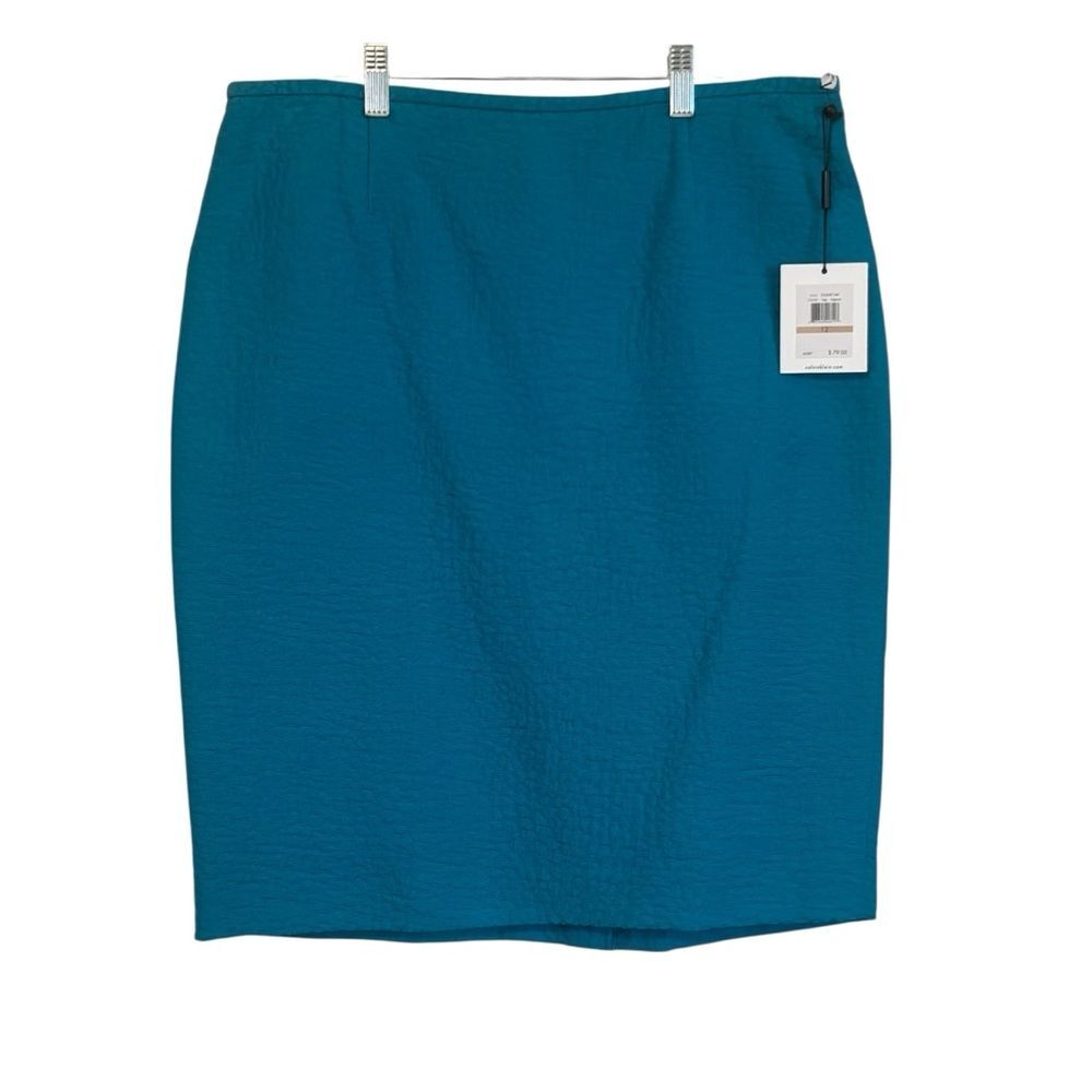 Calvin Klein Textured Women's Pencil Skirt Lagoon Blue Size 12 NWT - READ-